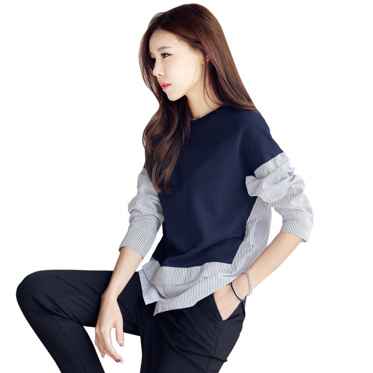 朴信惠明显同款韩都衣舍春装新款高领毛衣女套头宽松纯色韩版 领券下单立减/单件包邮/先拍先发货！